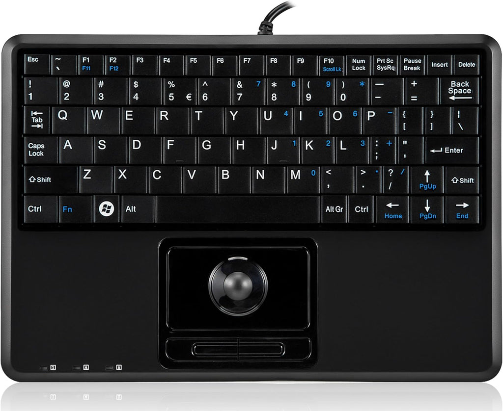 Wired Super Mini Trackball Keyboard with 2 Built-in Hubs, Black, Pack of 2 S457