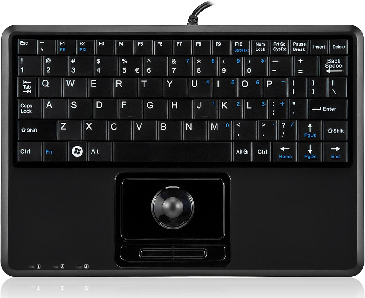 Wired Super Mini Trackball Keyboard with 2 Built-in Hubs, Black, Pack of 2 S457