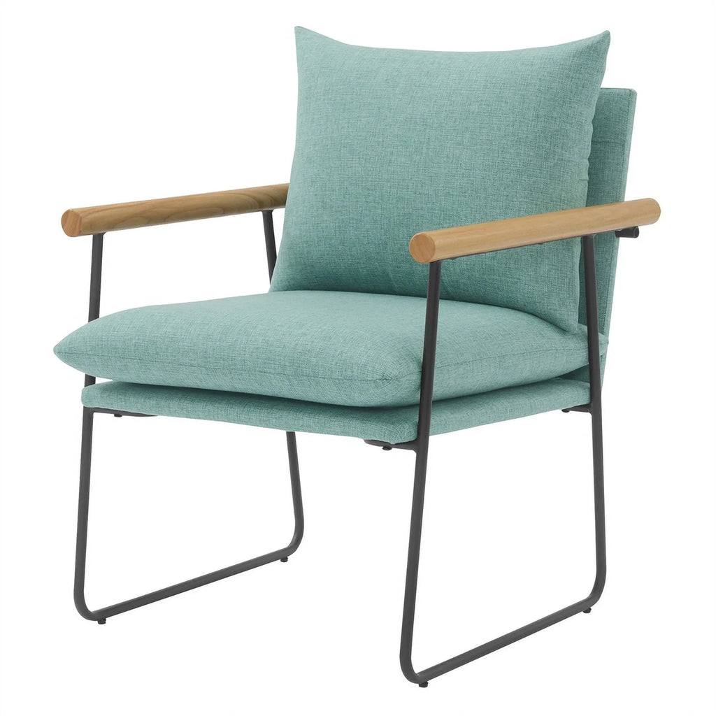 Sage Green Fabric Armchair with Black Sled Base I4252