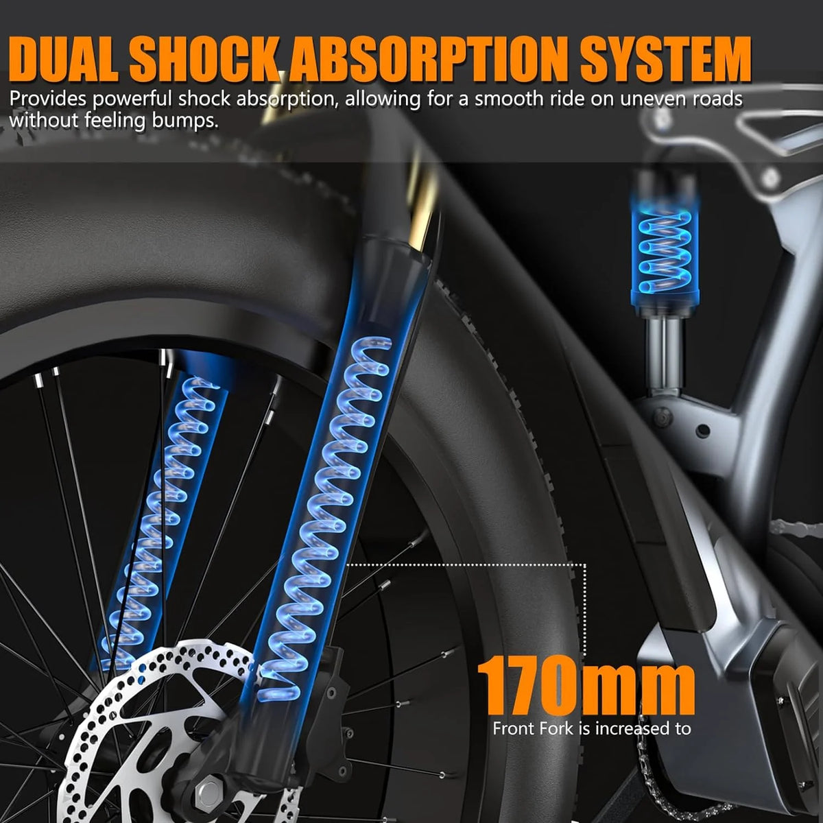 26" Fat Tire Full Suspension Electric Bike O907853