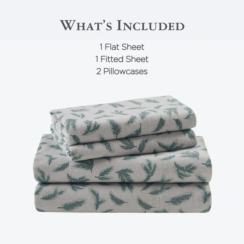 King 100% Cotton Flannel Printed Sheet Set W17630