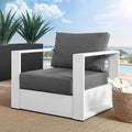 White Powder-Coated Aluminum Armchair T6148
