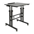 24" Mobile Stand Up Desk Adjustable Height Small Storage Desk with Wheels Black X47652