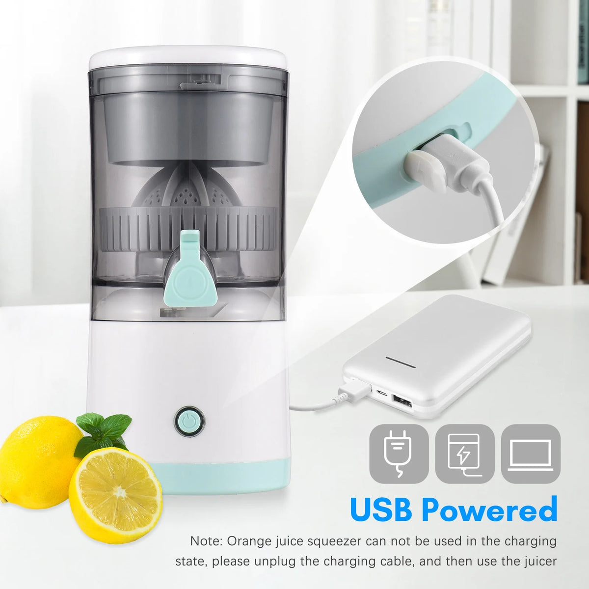 Electric Orange Juice Squeezer Portable Citrus Juicer USB Powered Detachable Washable X2390