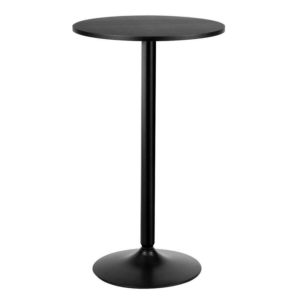 Black Round Bistro Bar Table with Wood Top J284