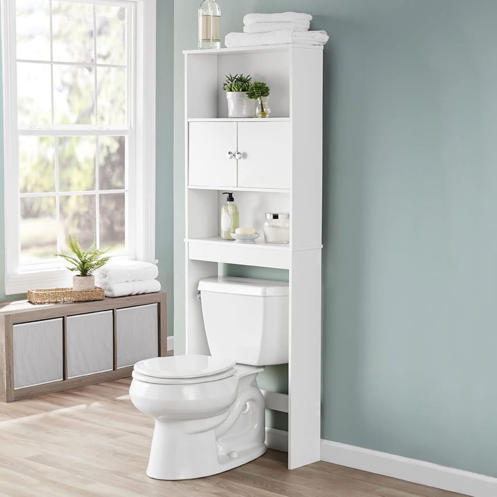 White 3 Fixed Shelves Bathroom Space Saver Cabinet J50890