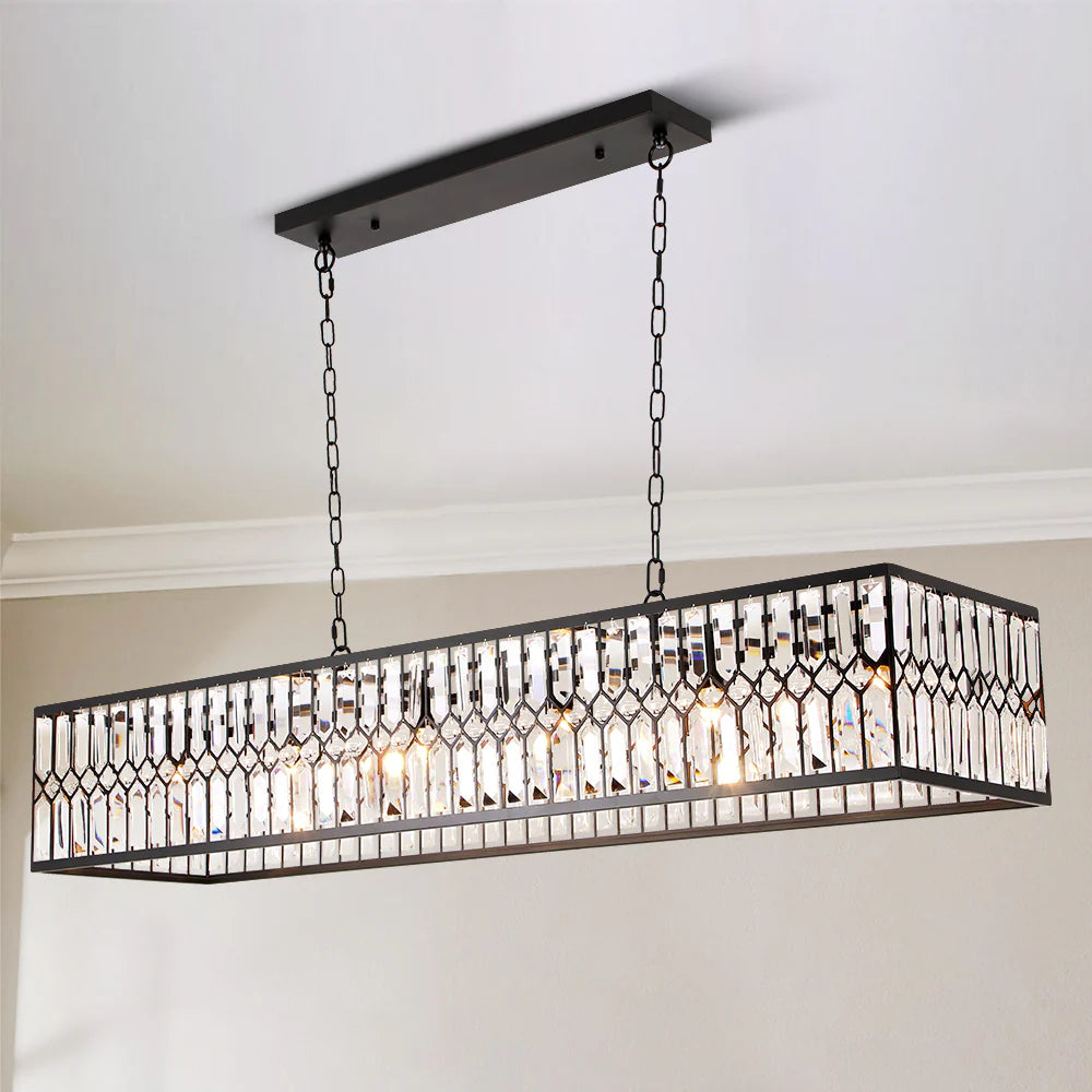 6-Light Crystal Rectangle Island Chandelier O3802