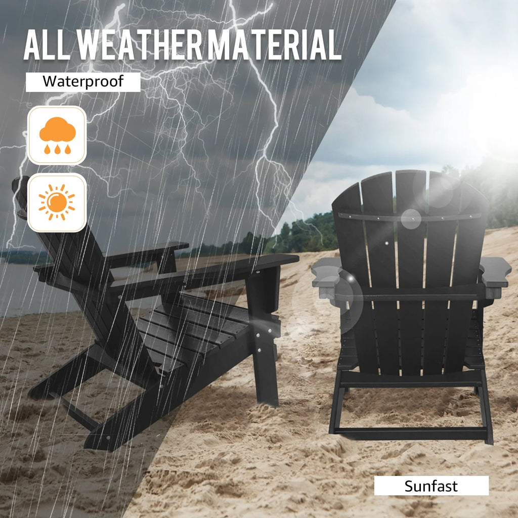 Black Set of 2 Plastic Resin Adirondack Chairs V468318