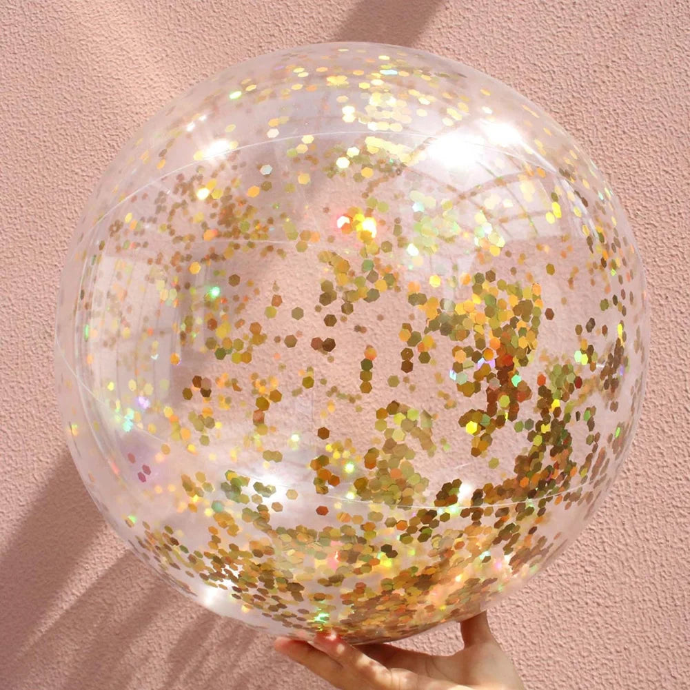 PVC Inflatable Glitter Confetti Feather Beach Ball Pool Toys C955