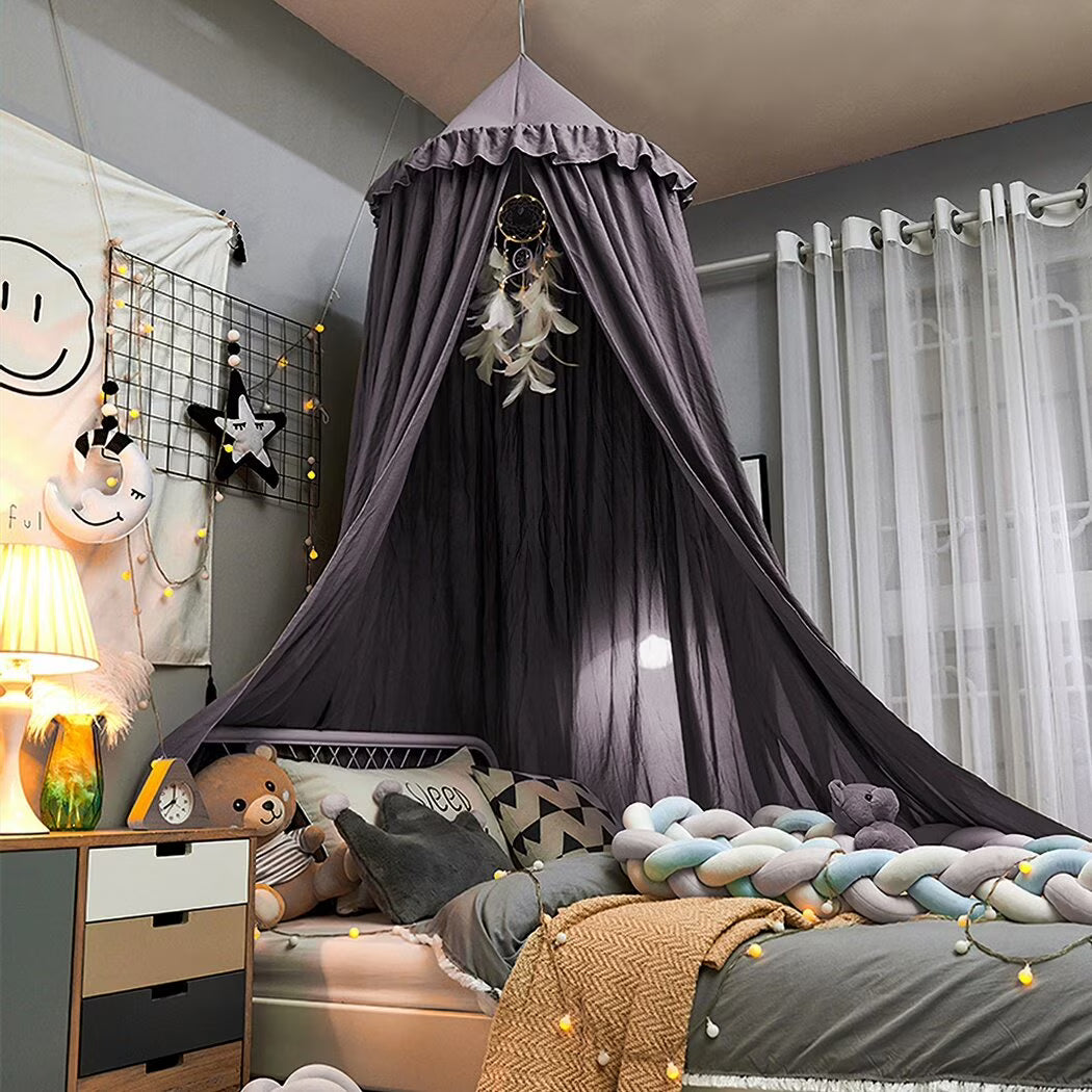 Grey Hanging Frills Ceiling Canopy O162776