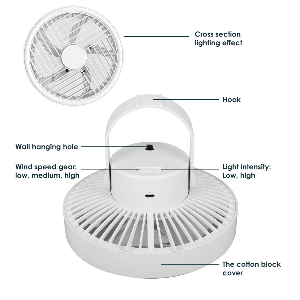 Outdoor Tent Fan with LED Lighting H2687