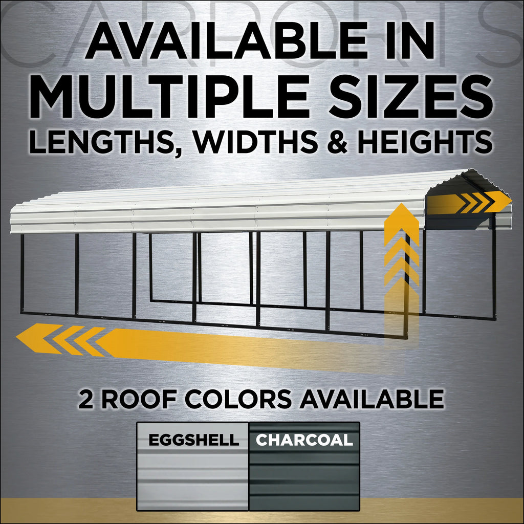 Galvanized Steel Carport 12 x 24 x 7 ft. F80571