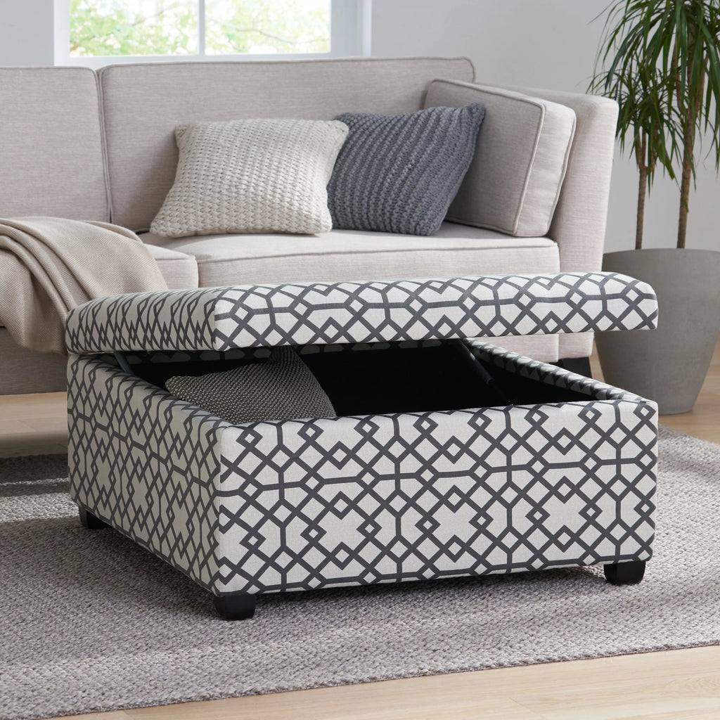 Grey Fabric Storage Ottoman E951785