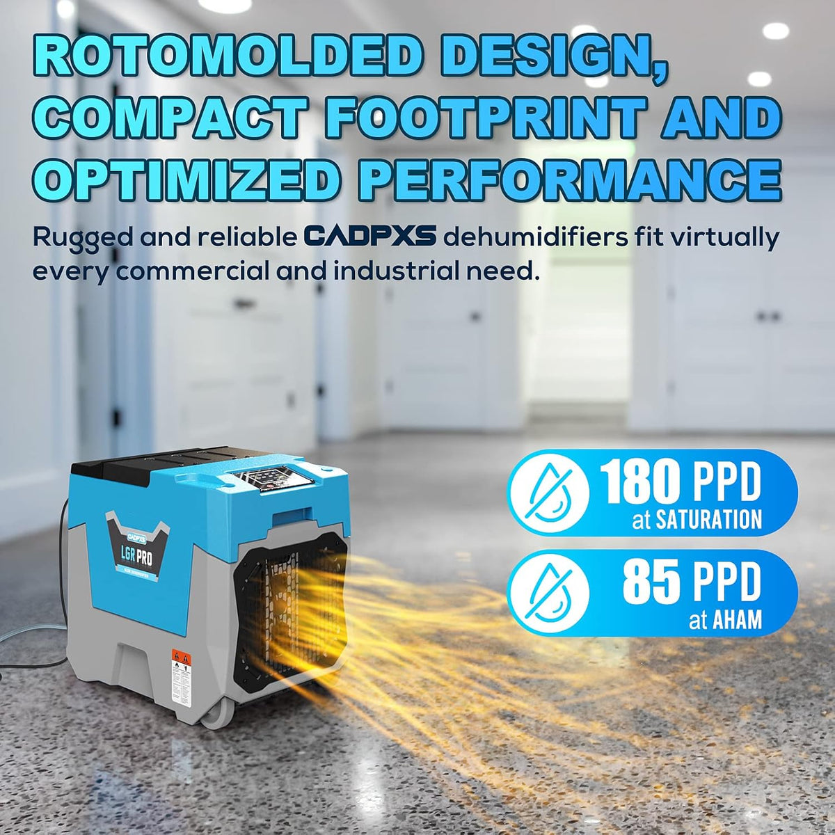 Commercial Dehumidifier with Pump & Drain Hose, Up to 13.39 Gallons/Day P498