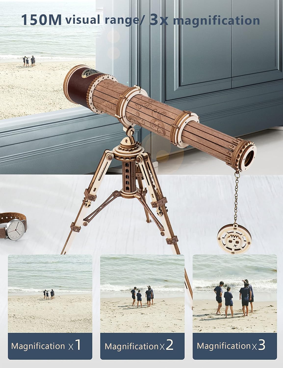 3D Wooden Telescope Building Model Kit with Tripod U9533