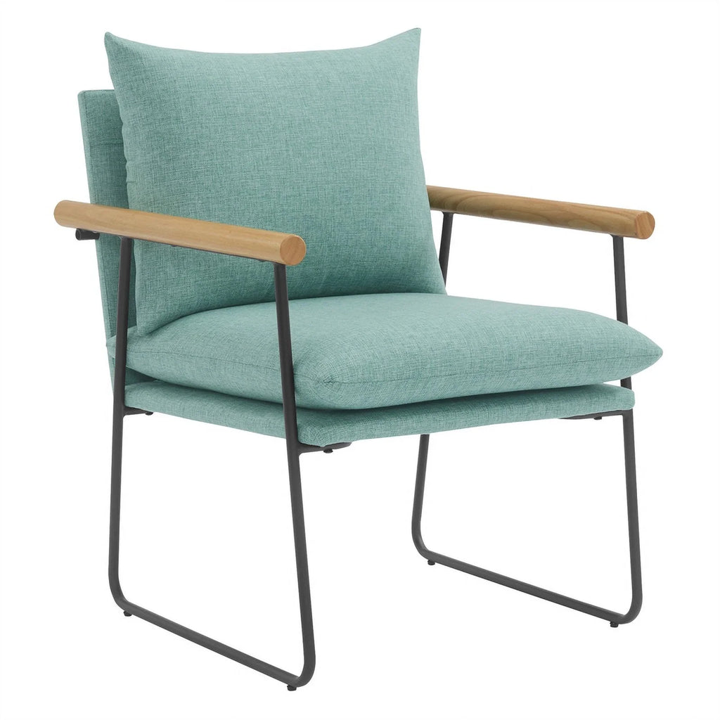 Sage Green Fabric Armchair with Black Sled Base I4252