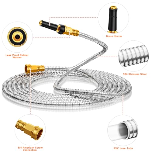 100 FT Stainless Steel Expandable Garden Hose D2470
