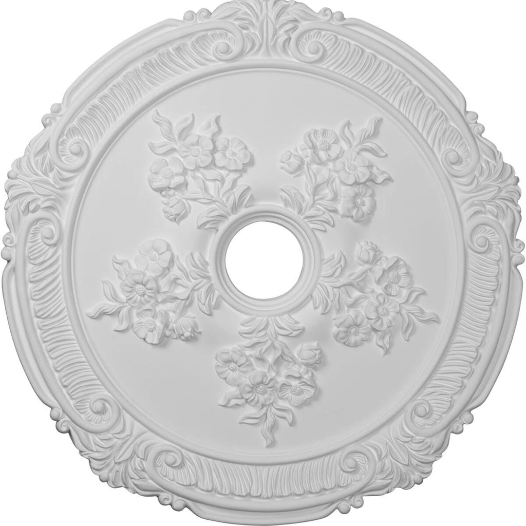 26x22OD x 3 3/4x22ID x 1 1/2x22P Hand-Painted Stone Hearth with Rose Ceiling Medallion B630