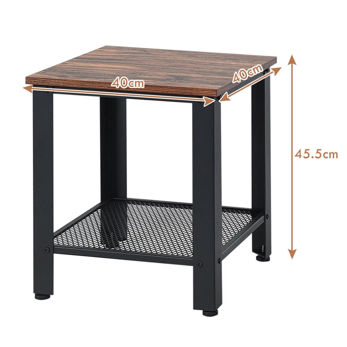 Set of 2 Black 2 Tier Side Table with Storage Shelf H98993