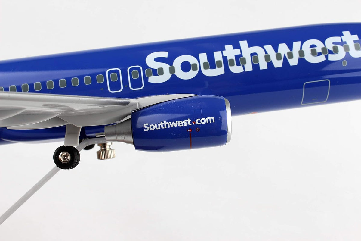 Blue 1/100 Scale Airplane Model with Wood Stand T750485