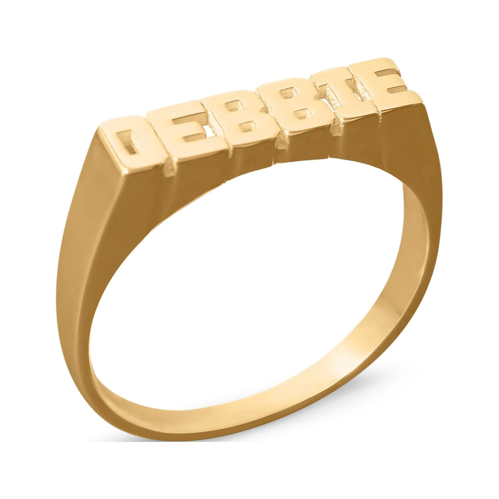 14K Yellow Gold-Plated Sterling Silver Name Ring N6823