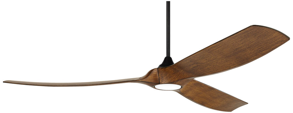 70" Black Koa Damp Rated Indoor Outdoor Ceiling Fan with Dimmable LED Light Remote D83639