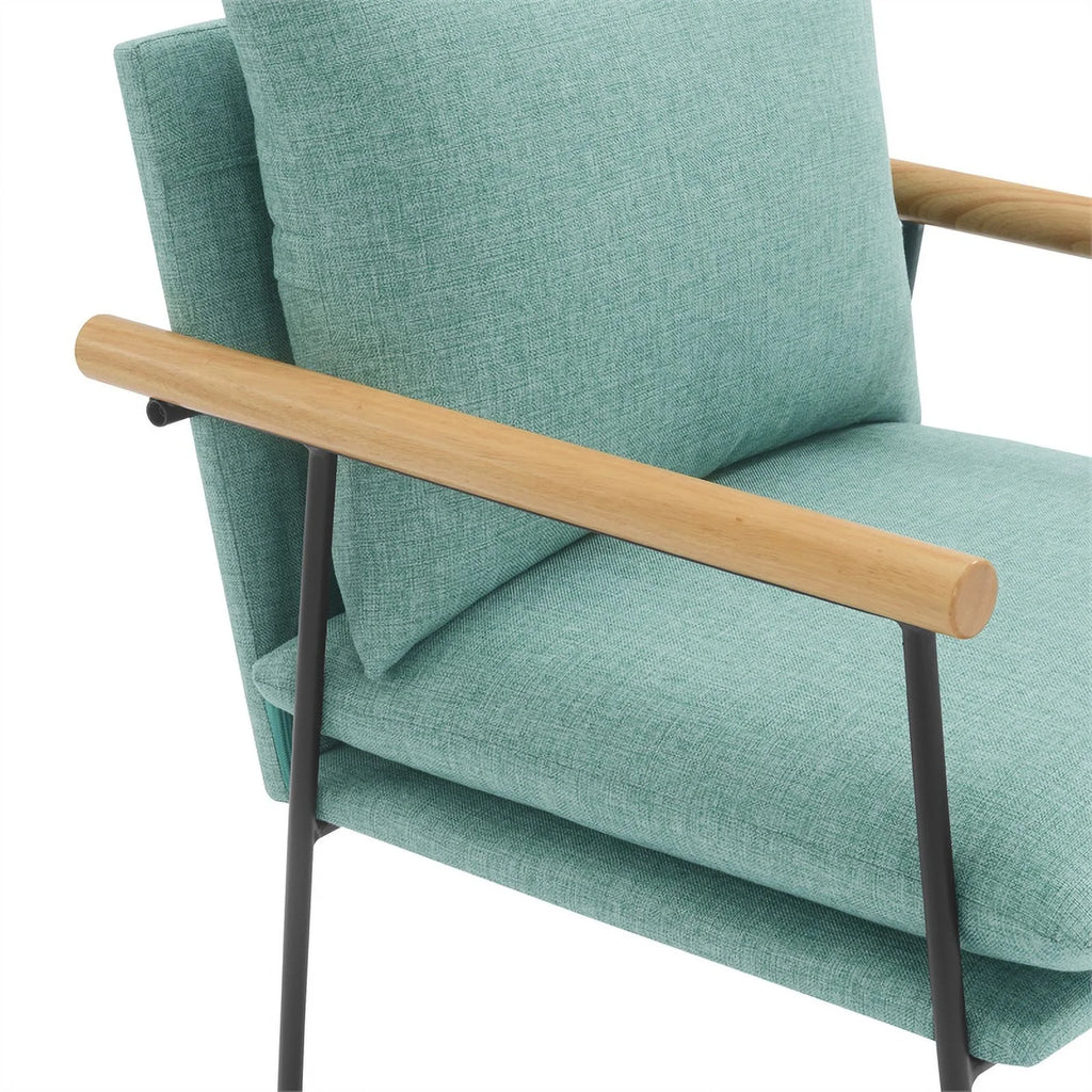 Sage Green Fabric Armchair with Black Sled Base I4252