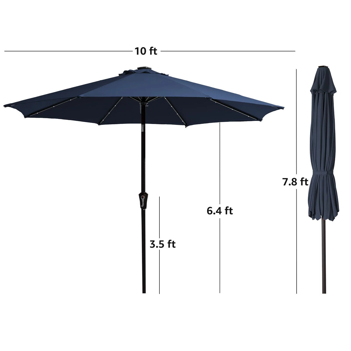 10 ft LED Solar Patio Umbrella H5638