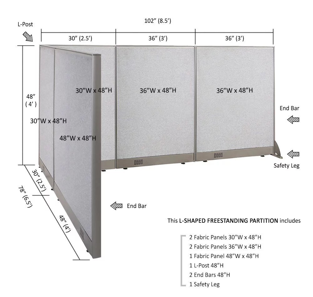 L-Shaped Freestanding Office Partition V563931