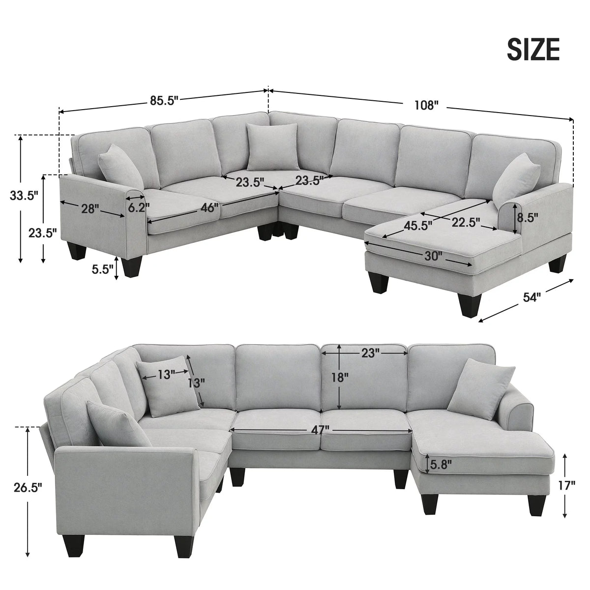 U-Shape Sectional Sofa Set W26772