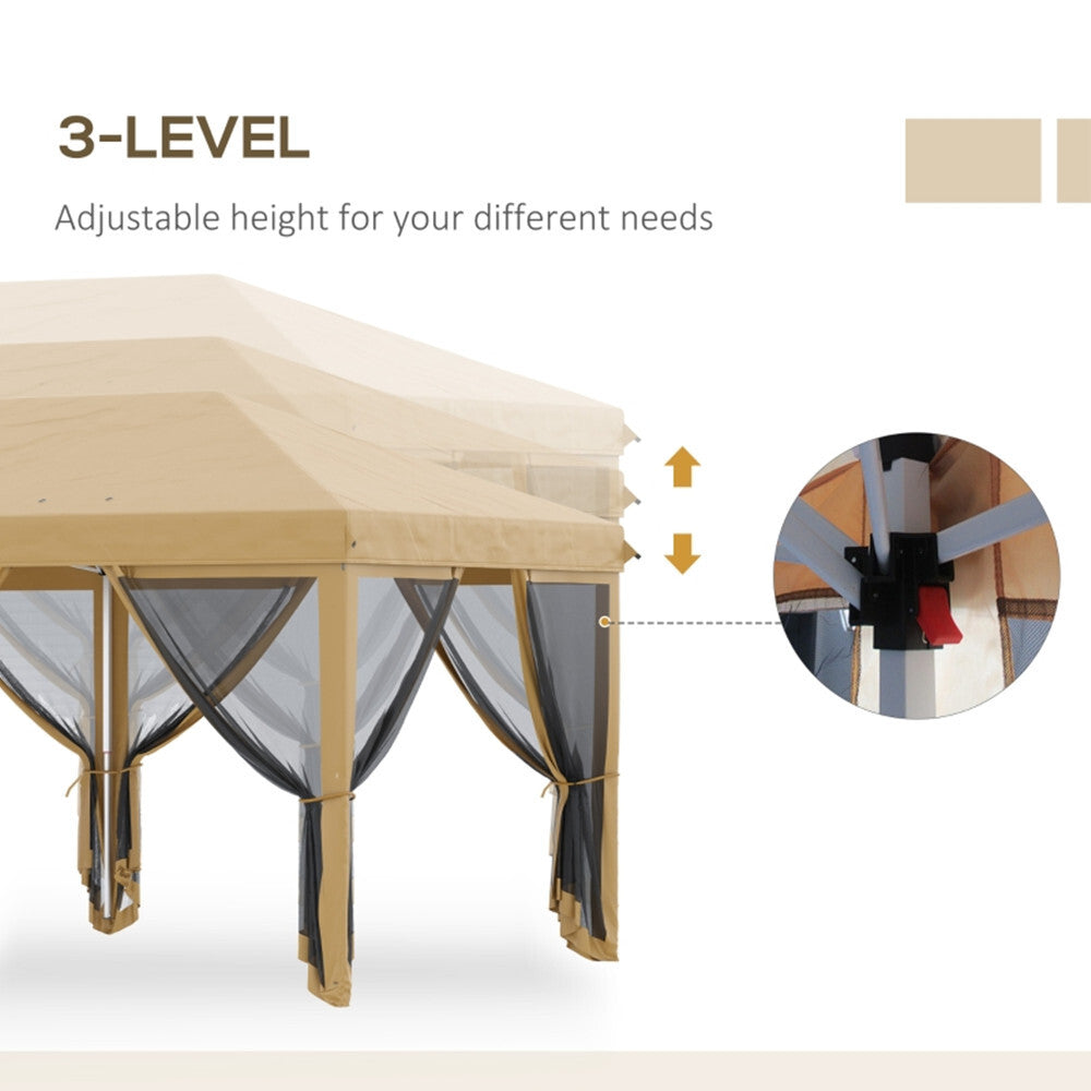 Beige Pop up Canopy Tent with Netting L253