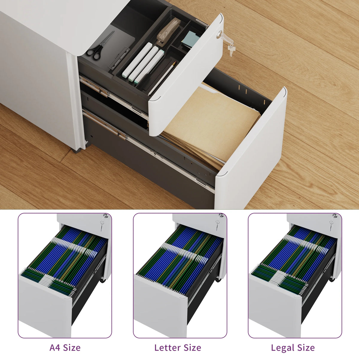 White 2 Drawer Mobile Steel File Cabinet T486