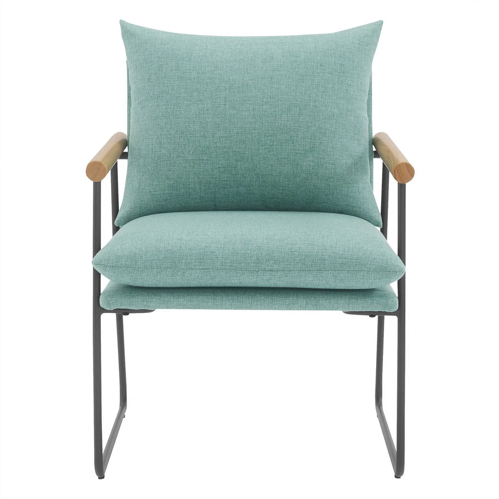 Sage Green Fabric Armchair with Black Sled Base I4252