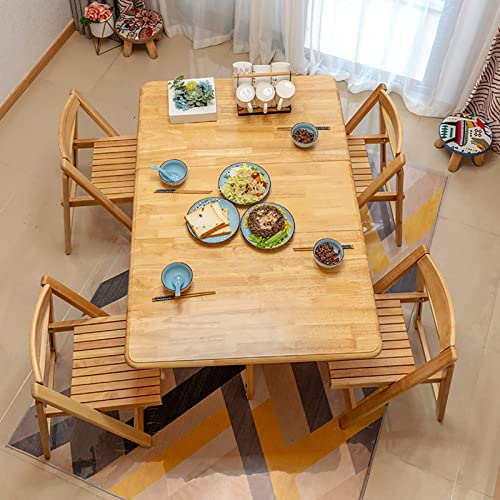 White Solid Wood Drop Leaf Dining Table with 4 Chairs J437469