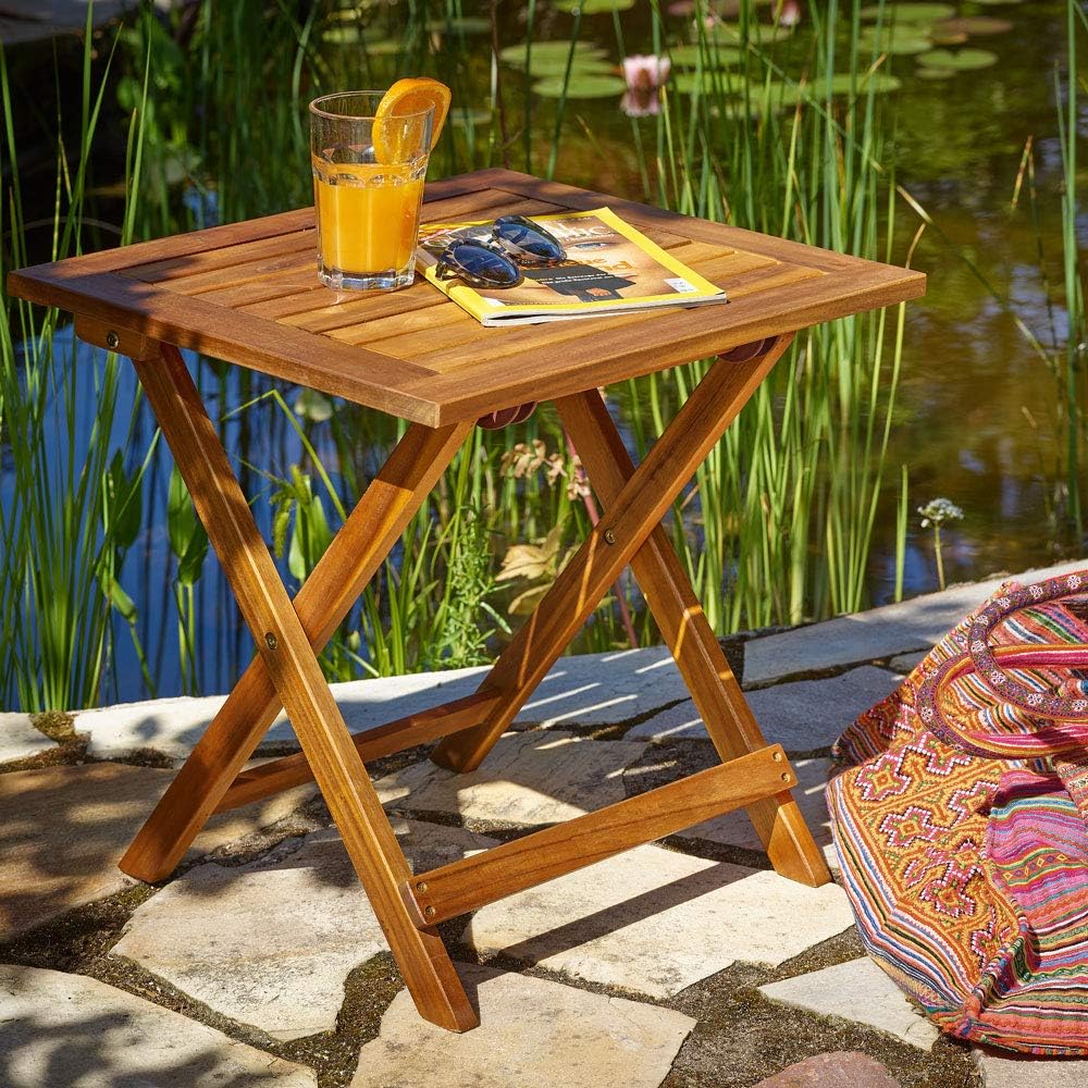 18x18 Inch Acacia Wood Folding Patio Side Table U93857