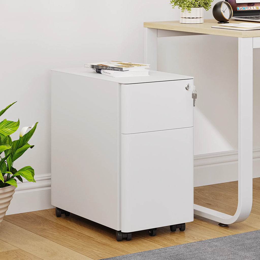 White 2 Drawer Mobile Steel File Cabinet T486