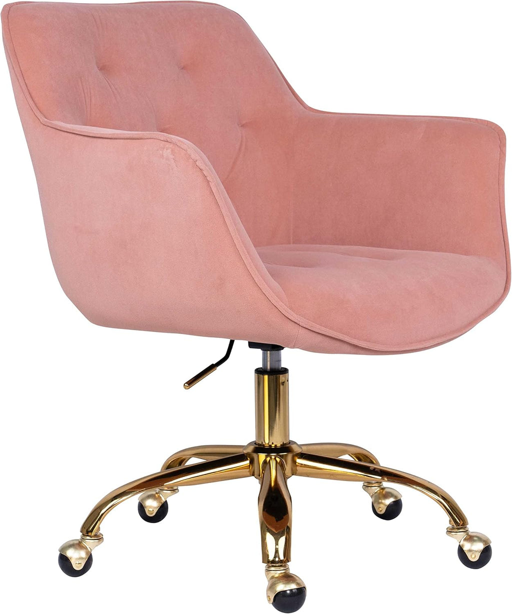 Green Velvet Task Chair with Metal Base F6383