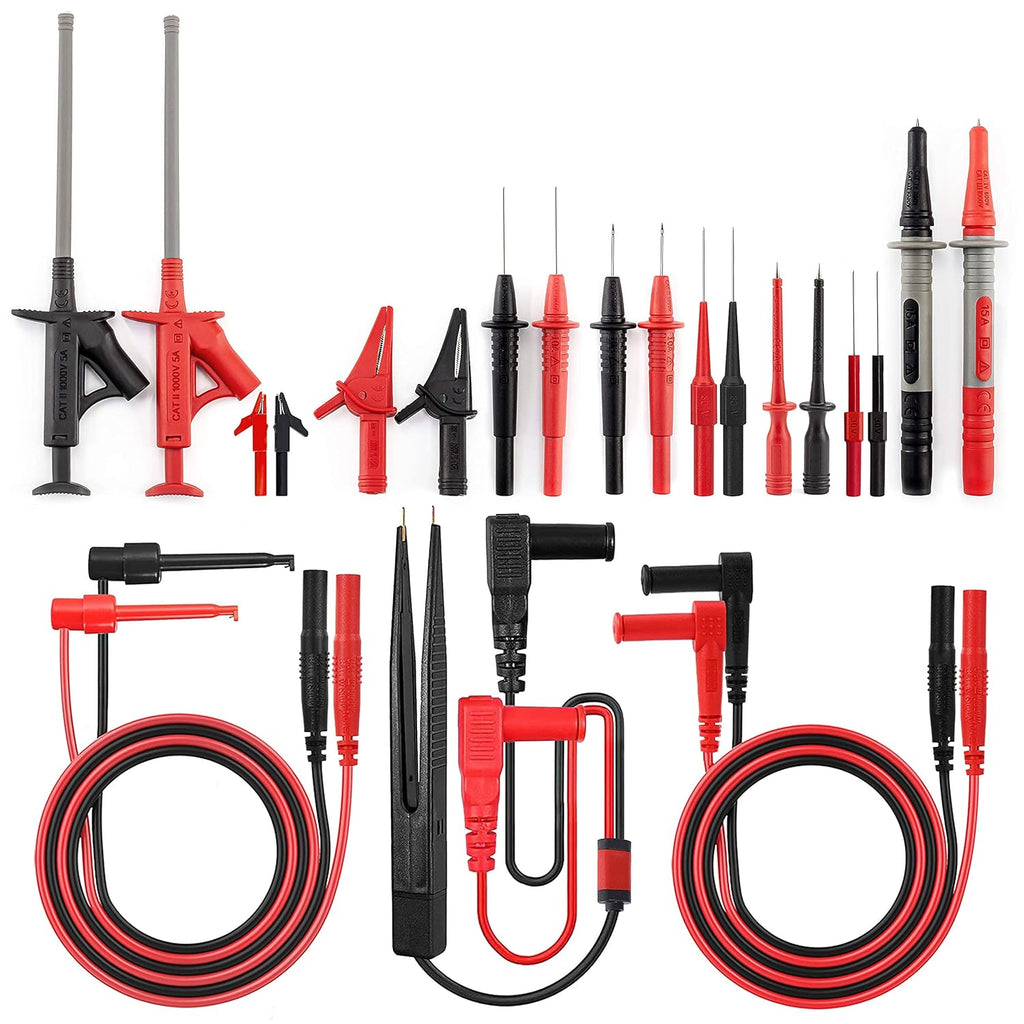 23PCS Multimeter Test Leads Kit with Replaceable Precision Probes, Alligator Clips, Test Hook, Flexible Wires G73918