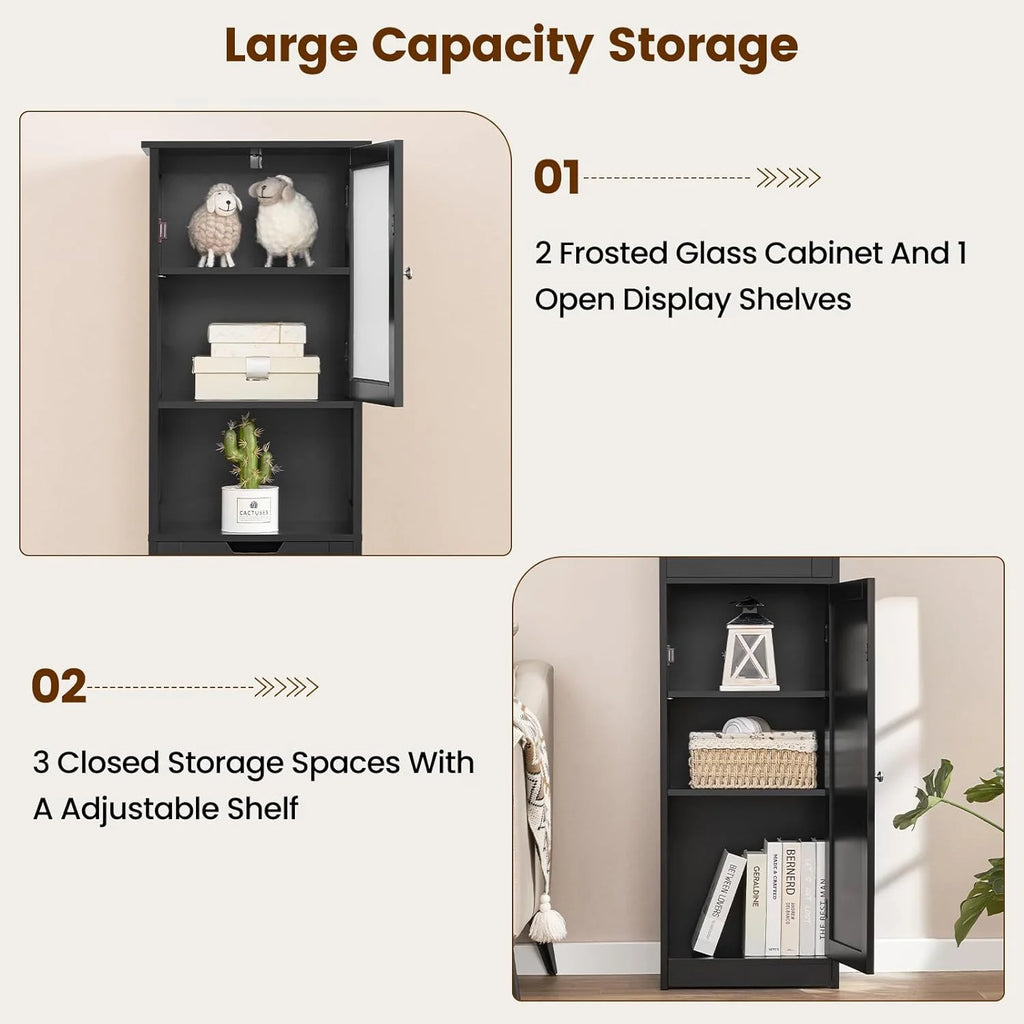 67.2" H Black Bathroom Storage Cabinet with 2 Doors & 1 Drawer Z8624