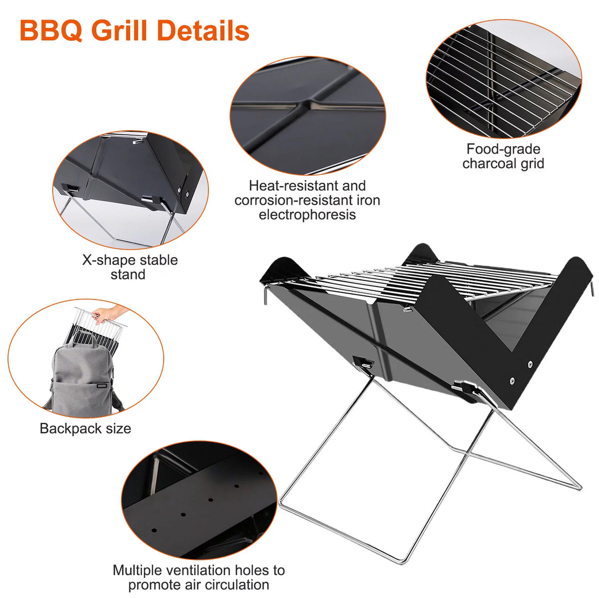 Foldable Mini Stainless Steel BBQ Grill F566155