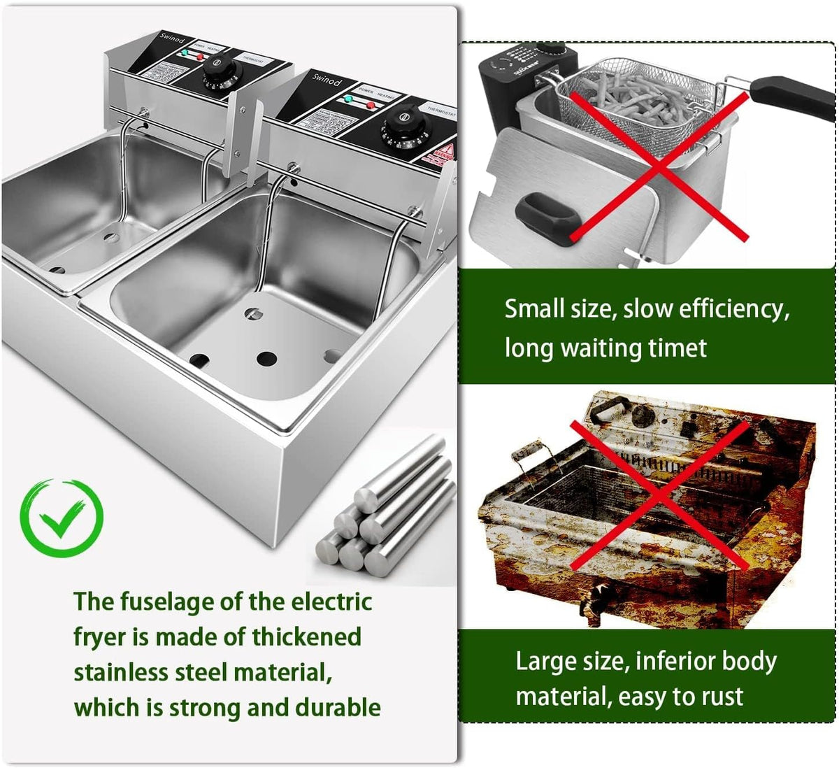 12 Liter 3400W Adjustable Temperature Deep Fryer with Basket H5581