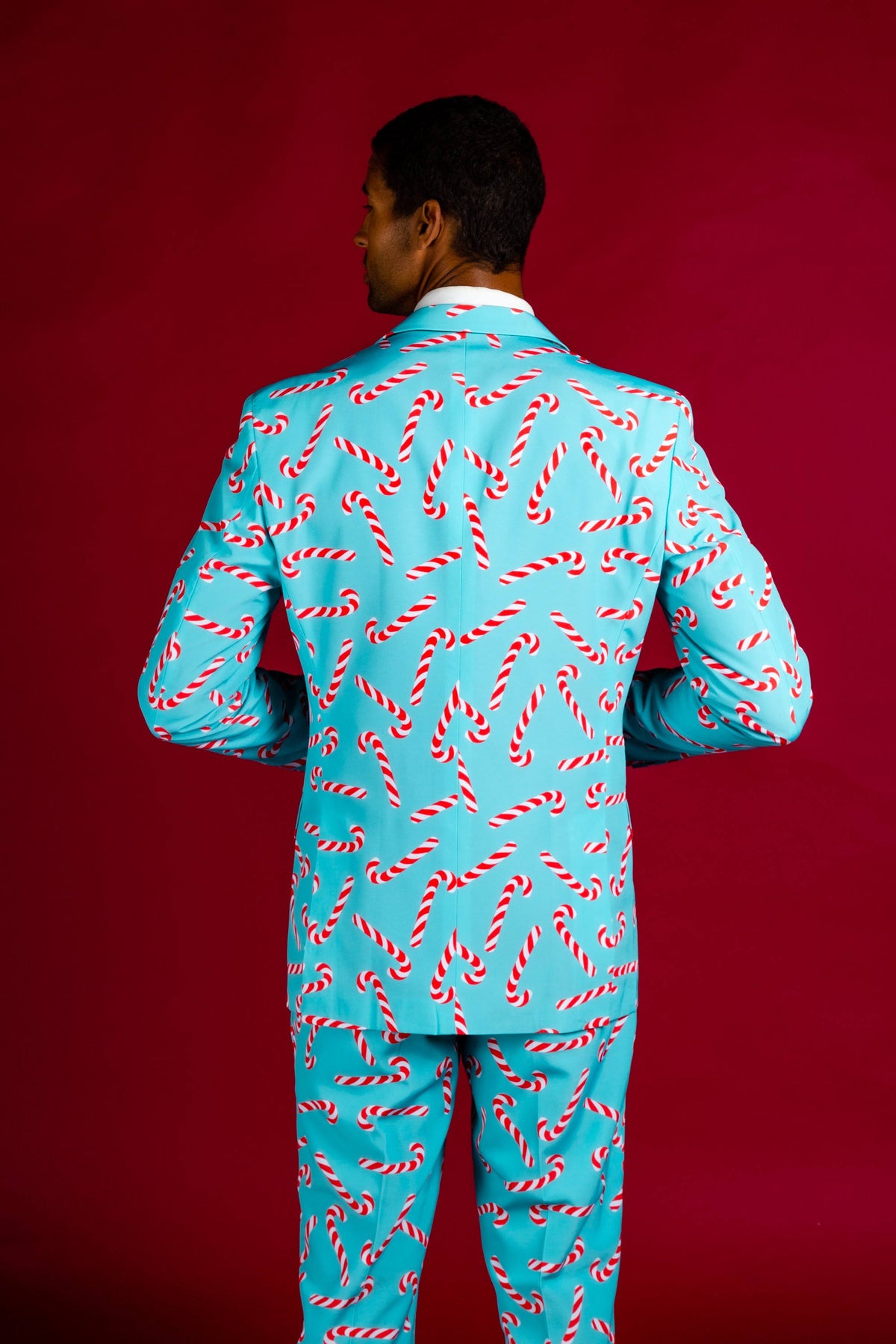 Candy Cane Print Christmas Suit Size 52 Multicolored N256