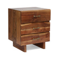 Acacia Wood 3 Drawer Nightstand T675884