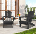 Black Set of 2 Plastic Resin Adirondack Chairs V468318