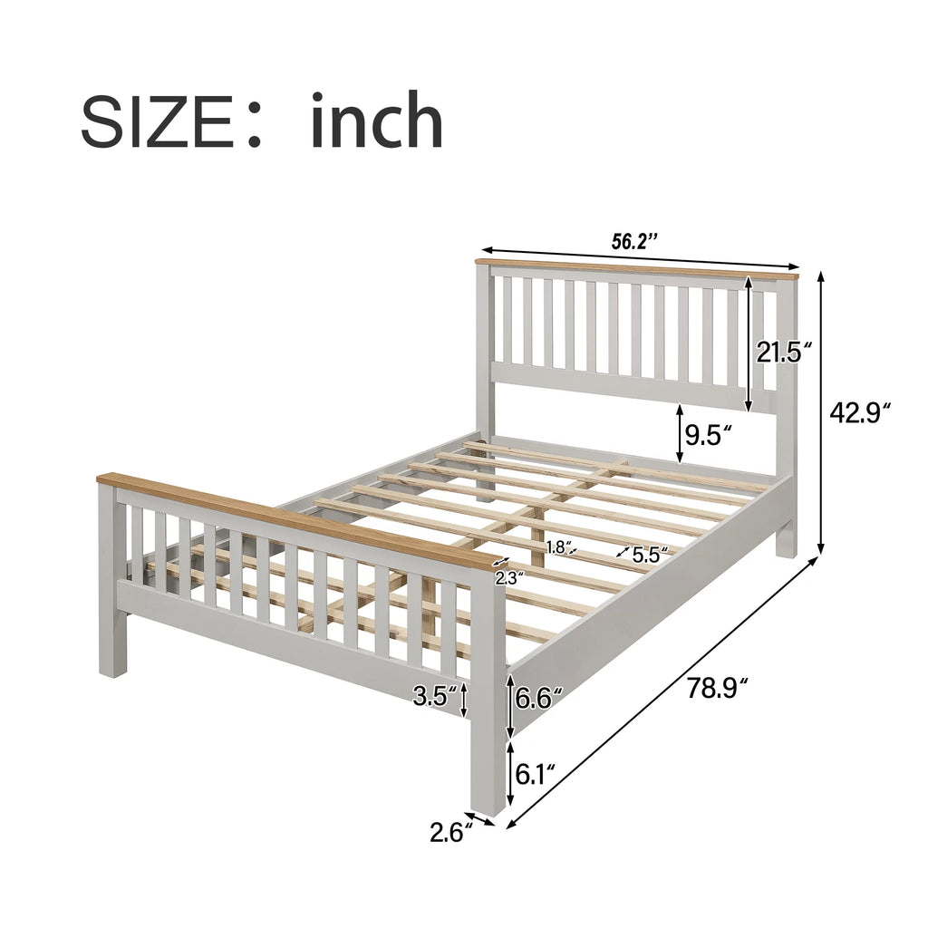 Full Size Solid Wood Platform Bed with Headboard C942510