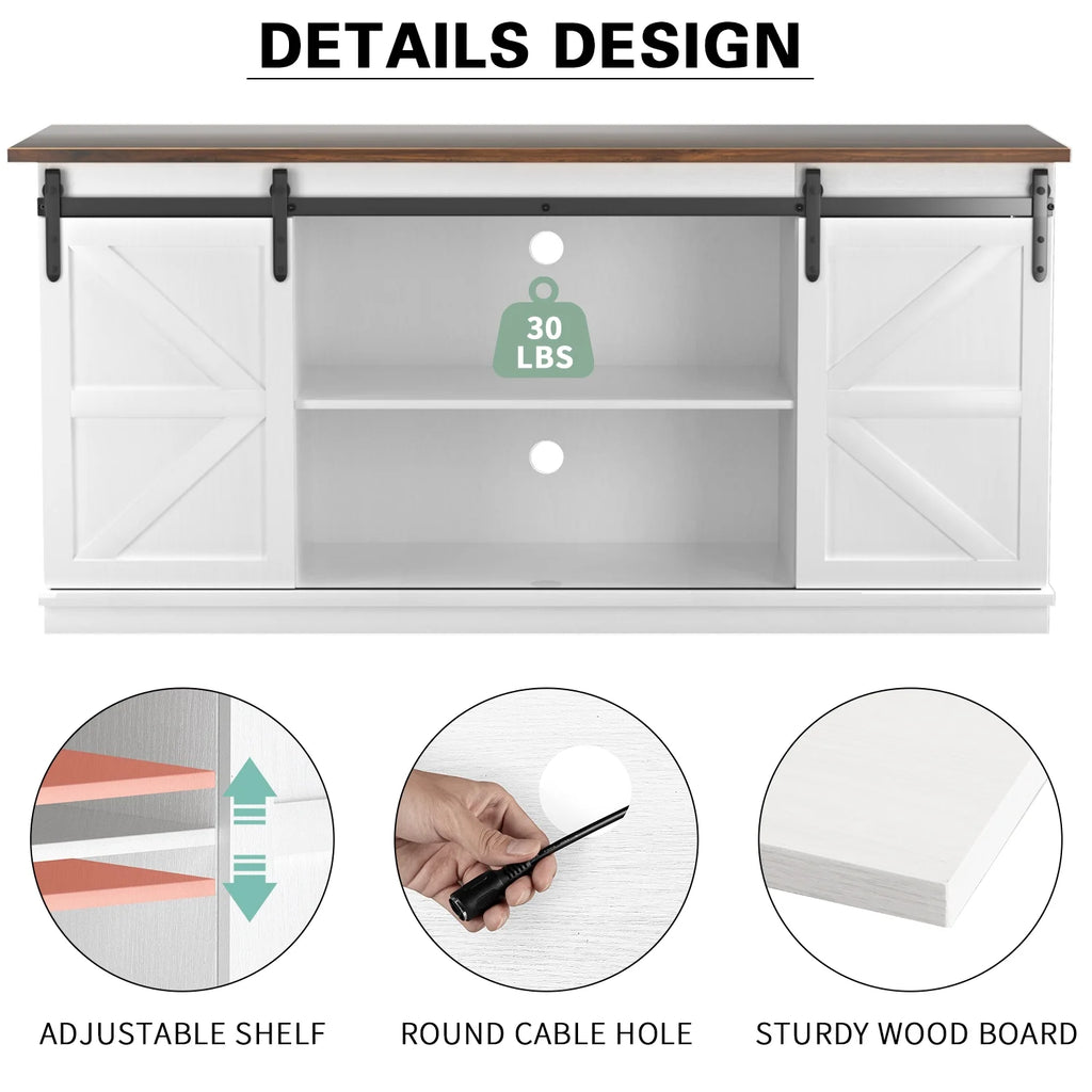 White Sliding Barn Door TV Stand B421061
