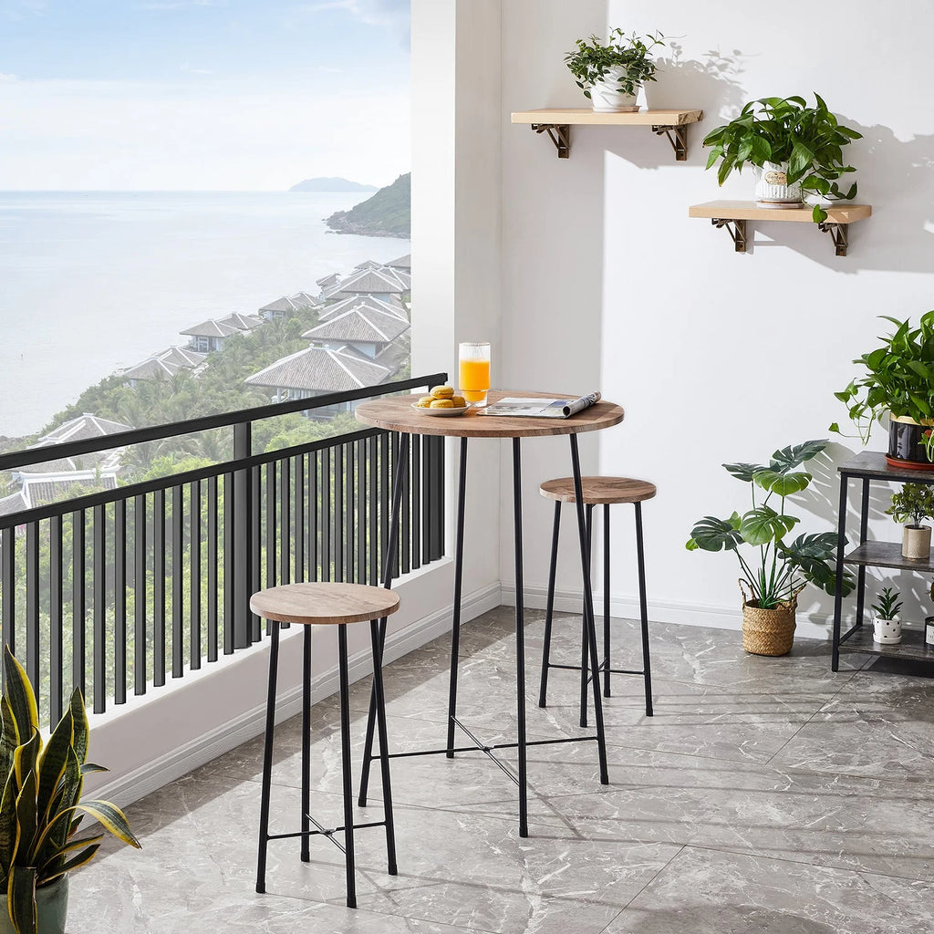 3-Piece Round Bar Table Set with 2 Stools M4842