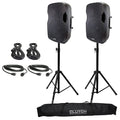 15" Powered DJ PA Speaker Pair with Cables and Stands X106788