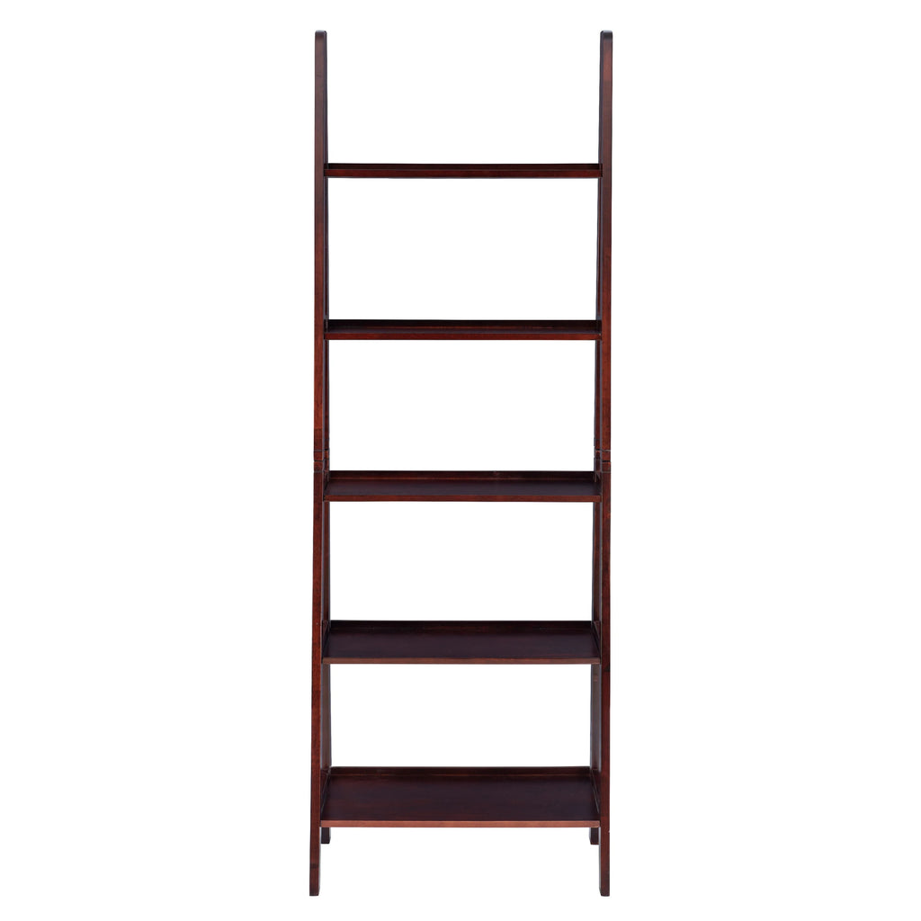 5-Shelf Ladder Bookcase, 72" Height, Espresso Finish N5934