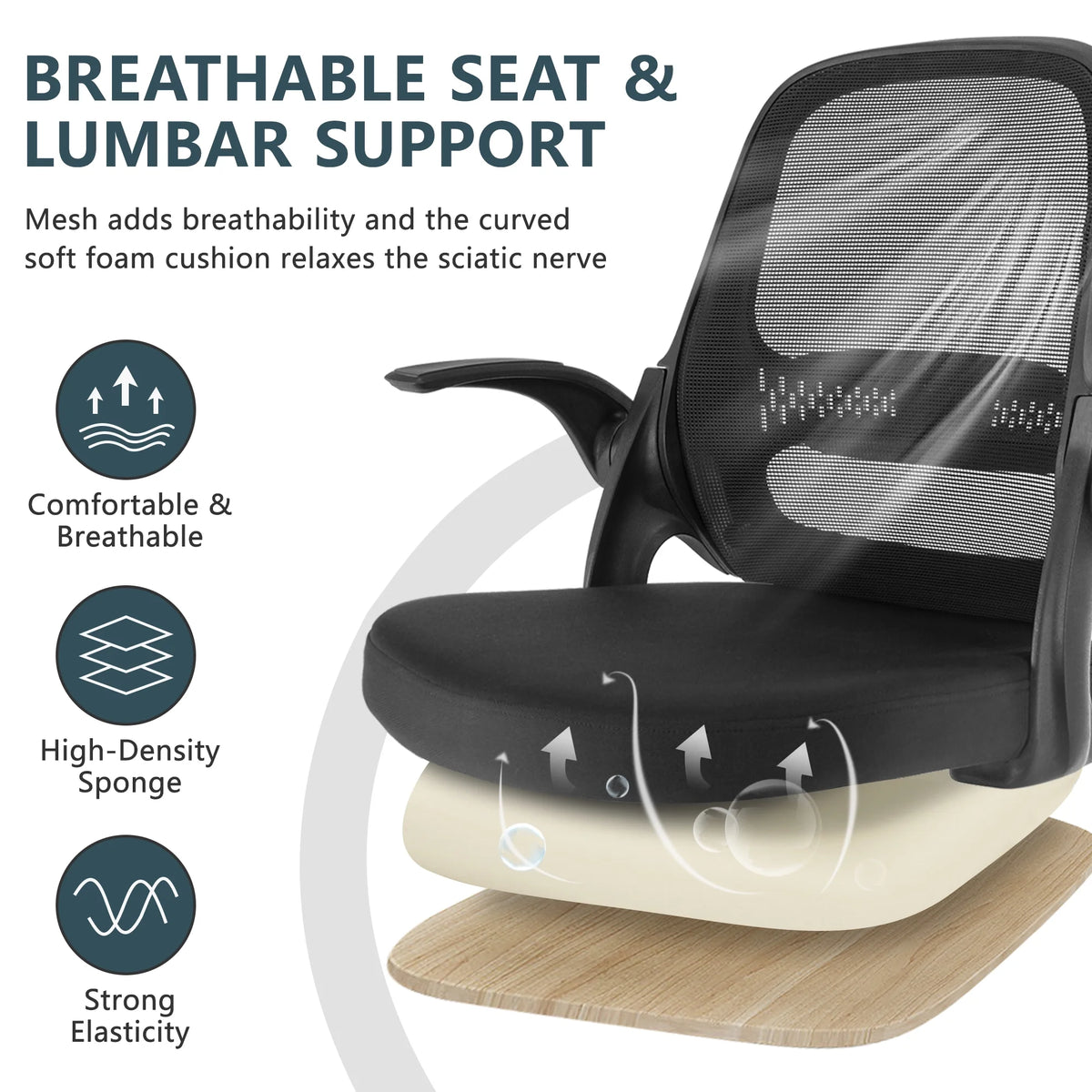 Black Office Chair with Flip-up Armrests V248290